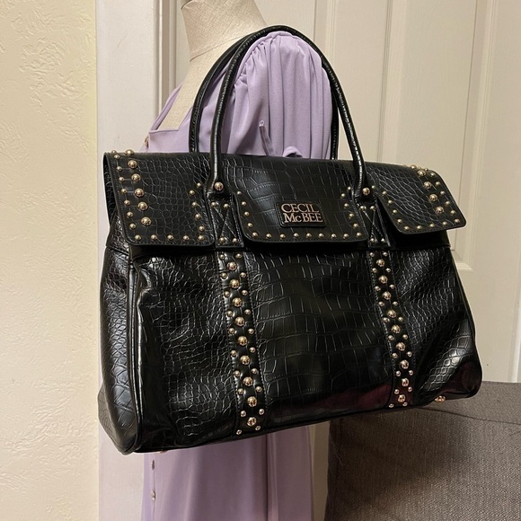 CECIL McBEE japanese brand croc studded pattern bag in black and silver - Picture 13 of 17